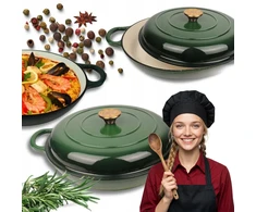 Žemai emaliuotas ketaus HAGE POT 30 cm 3L butelis Žalios indukcinės dujos
