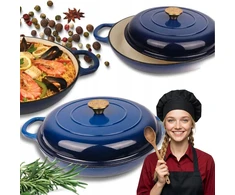 Atusa Žemai emaliuotas ketaus puodas HAGE 30 cm 3L mėlynas