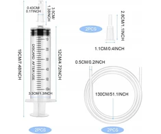 ZIYAO 60ml ŠVIRKŠTAS 2 VIENETAI DAUGkartinio naudojimo DIDELIS PLASTIKAS SU KATETERIU