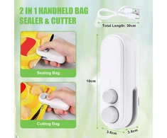 Ziyao MINI 2IN1 NEŠIOJAMASIS Plėvelės sandariklis, Baltas SU USB PEILIU