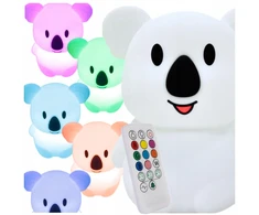 Zolta Silikoninė naktinė lempa vaikams, švelnios spalvos, RGB LED USB, xxl + pultelis