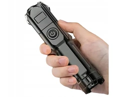 ZOOM LED išgyvenimo taktinis žibintuvėlis, stipri įkraunama baterija ir laidas