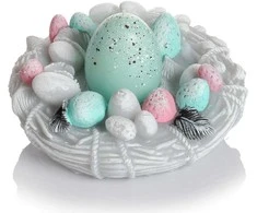 Žvakė-figūra Kiaušinis pintinėje Bartek CandlesPV2024 135x70mm/dega 8h Gray &amp; Tiffany