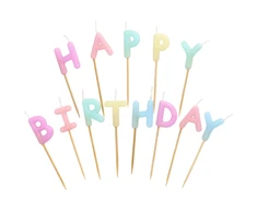 Papstar Žvakutės Happy Birthday Pastelinės spalvos
