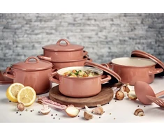 Zwieger Emaliuotas puodas su dangteliu Žemas 24cm 4,75L Metalac Mocha Mousse