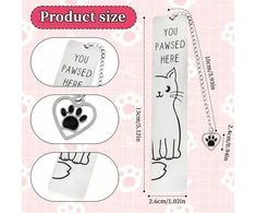 ŽYMĖS 13CM KATĖS KITTEN METALINIS PLIENAS KNYGŲ SKAITYTOJO DOVANA