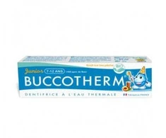 Buccotherm BIO persikų ledinės arbatos skonio dantų pasta vaikams nuo 7 iki 12 metų
