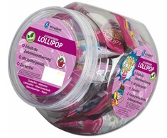 Miradent XyliPOP braškių skonio saldainis ant pagaliuko vaikams, be cukraus, su ksilitoliu 25vnt.