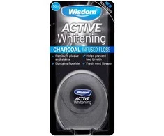Wisdom Active Whitening Charcoal dantų siūlas su anglimi (50 m)