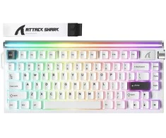 Mechaninė žaidimų klaviatūra Attack Shark R85HE StarLight baltas . laidinė. RGB apšvietimas