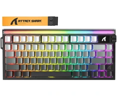 Mechaninė žaidimų klaviatūra Attack Shark R85HE Moonlight juodas, laidinė, RGB apšvietimas