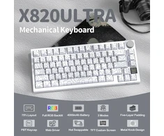 Mechaninė žaidimų klaviatūra Attack Shark X820 Ultra Baltas Contour line RGB LED TFT ekranas