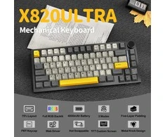 Mechaninė žaidimų klaviatūra Attack Shark X820 Ultra Star Juodas / Juoda RGB LED TFT ekranas