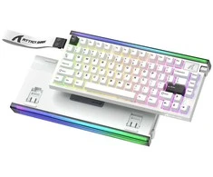 Mechaninė žaidimų klaviatūra Attack Shark R85HE StarLight baltas . laidinė. RGB apšvietimas