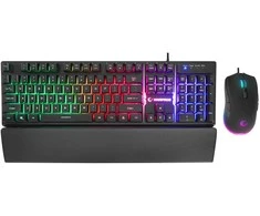 Pelės ir klaviatūros rinkinys Rampage KM-RX7 FORTUNA Rainbow RGB apšvietimas. pilno dydžio. 6400dpi pelė.