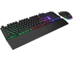 Pelės ir klaviatūros rinkinys Rampage KM-RX7 FORTUNA Rainbow RGB apšvietimas. pilno dydžio. 6400dpi pelė.