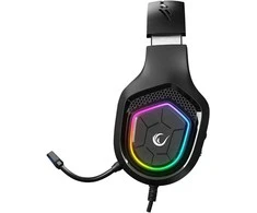 Rampage RM-K90 Vector juodos RGB LED žaidimų ausinės su mikrofonu 3.5mm