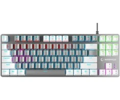 Rampage Snug K14 Pilka/Baltai mėlyna mechaninė žaidimų klaviatūra RGB Rainbow