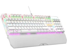 Žaidimų klaviatūra Rampage KB-R86 UMBRA. Balta. USB. RGB Rainbow pašvietimas. mėlyni mygtukai. mechaninė