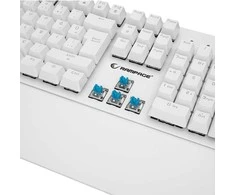 Žaidimų klaviatūra Rampage KB-R86 UMBRA. Balta. USB. RGB Rainbow pašvietimas. mėlyni mygtukai. mechaninė
