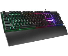 Žaidimų klaviatūra Rampage KB-RX77 RUNNER. juoda. Rainbow RGB apšvietimas. riešo atrama. USB