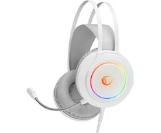 Žainimų ausinės Rampage RM-K45 ORBIT-S. Baltos su RGB Led. su mikrofonu. 7.1