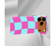 Voltuna Dėklas „Neon Pop Check“ su MagSafe Apple iPhone 13-17 modeliams