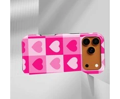 Voltuna Dėklas „Rožinė Heart Checkers“ su MagSafe Apple iPhone 13-17 modeliams