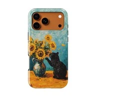 Voltuna Dėklas „Starry Sunflowers &amp; Cat“ su MagSafe Apple iPhone 13-17 modeliams