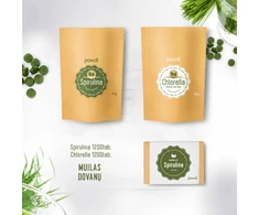 Powdi Rinkinys: Spirulina 1200 tab. + Chlorella 1200 tab. + muilas dovanų – detoksikacijai, imunitetui ir odai