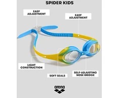 Vaikiški plaukimo akiniai Arena Spider Kids, mėlyni-geltoni