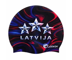 LATSWIM Digital Print Latvija Silicone Swim Cap
