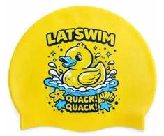 LATSWIM Junior Silicone Swim Cap Quack! Quac