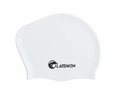 LATSWIM Long Hair Silicone Swim Cap Baltas/Juodas
