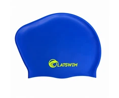 LATSWIM Long Hair Silicone Swim Cap Dark Mėlyna/Lime Žalias
