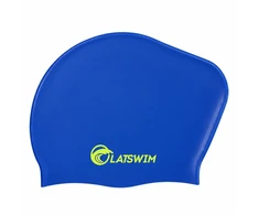 LATSWIM Long Hair Silicone Swim Cap Dark Mėlyna/Lime Žalias