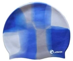 LATSWIM Multicolor Silicone Swim Cap Sidabrinis/Navy