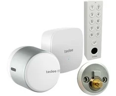 Išmanios spynos Tedee GO2 komplektas Scandi – su klaviatūra + durų sensorius DOVANŲ!