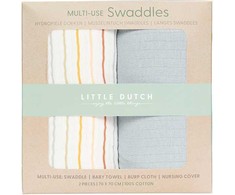Blue Little Dutch swaddles 70 x 70 ´Vintage Sunny Stripes &amp; Pure Soft Mėlyna´