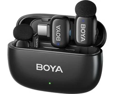 Mikrofony BOYA mini 2-02 belaidės 2.4GHz USB-C - juoda