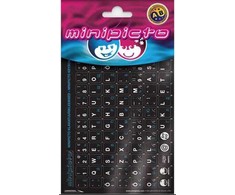 Kolm Lovi Minipicto Minipikto klaviatūros lipdukai EST/RUS, juoda/mėlyna (KB-UNI-RU02-BLK)