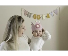 Rožinė Little Dutch Gimtadienio karūna su skaičiais ´Rožinė´