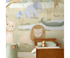 Little Dutch Photo Wallpaper fleece ´Safari Friends´ 300x280 cm