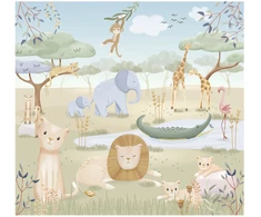 Little Dutch Photo Wallpaper fleece ´Safari Friends´ 300x280 cm