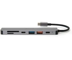 Platinet 7in1 USB-C šakotuvas (PMH9997B) (1xHDMI 4K; 1xUSB-C; 2xUSB 3.2; SD MicroSD)