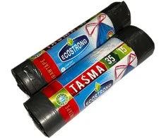Šiukšlių maišai su sutraukiama juostele 35 L, juodi, LDPE, 500×600mm, 2 ritiniai (iš viso 30 vnt.)