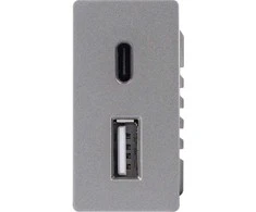1/2 greito krovimo lizdas Feelspot USB+C, be rėmelio, pilkas, 20W