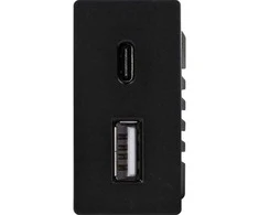 1/2 greito krovimo lizdas Feelspot USB+C, be rėmelio, juodas, 20W