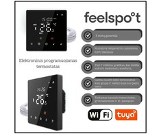 Elektroninis programuojamas termostatas Feelspot WTH22.16 NEW Juodas, WiFi, Tuya