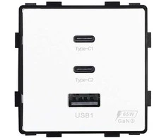 Greito krovimo rozetė Feelspot su USB+C+C jungtimis, 65W, balta